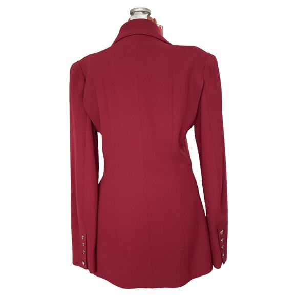 Lagerfeld Wmns Sz 38 Vintage 90s Maroon Fitted Blazer Retro Vintage Cool Work - Picture 2 of 16
